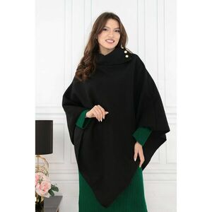 Poncho elegant negru cu nasturi aurii la guler imagine