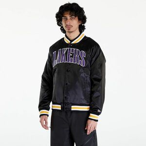 Bomber New Era LA Lakers NBA Applique Satin Bomber Jacket UNISEX Black/ True Purple imagine