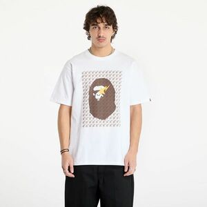 Tricou A BATHING APE Sta Houndstooth Ape Head Tee White/ Brown imagine