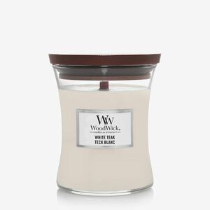 WoodWick Medium Hourglass Candle - White Teak imagine