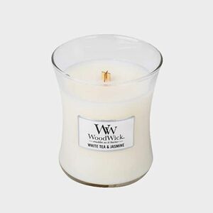 WoodWick Medium Hourglass Candle - White Tea & Jasmine imagine