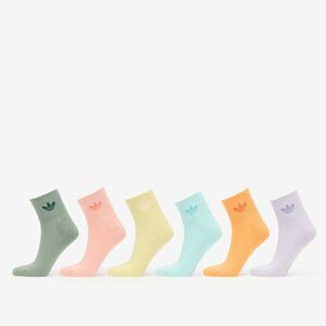 adidas Mid Ankle Sock 6-Pack Silver Green/ Glow Pink/ Powder Yellow imagine