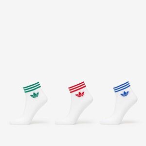 adidas Island Club Trefoil Ankle Socks 3-Pack White/ Better Scarlet/ Blue/ Green imagine