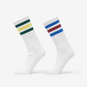 adidas 3 Stripes Ribbed Crew Socks 2-Pack White/ Multicolor imagine