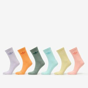 adidas Trefoil Crew Cushion Socks 6-Pack Silver Green/ Glow Pink/ Powder Yellow imagine