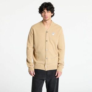 Pulover Comme des Garçons PLAY White Emblem V-Neck Cardigan Knit UNISEX Light Camel imagine