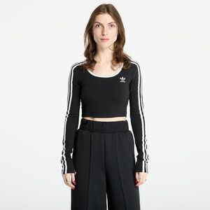 adidas Adicolor 3 Stripes Long Sleeve Crop Black imagine