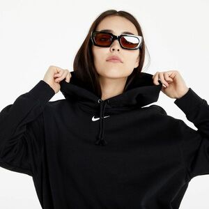 Hanorac Nike Sportswear Women's Oversized Fleece Hoodie Black/ White imagine