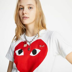 Tricou Comme des Garçons PLAY Tee White/ Red imagine