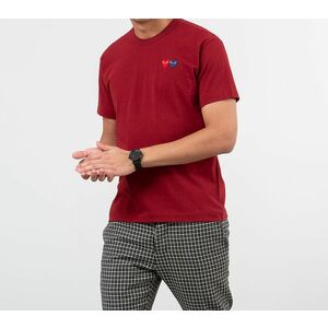 Tricou Comme des Garçons PLAY Double Heart Tee Burgundy imagine