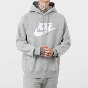 Hanorac Nike Sportswear Baseball GX Club Hoodie Dk Grey Heather/ Matte Silver/ White imagine