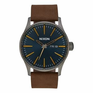 Ceas Nixon Sentry Leather Watch Gunmetal/ Indigo/ Brown imagine