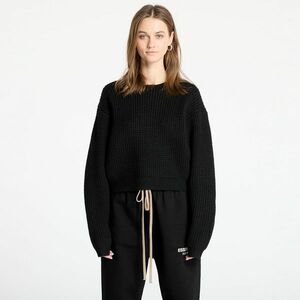 Pulover Fear Of God ESSENTIALS Heavy Waffle Cropped Crewneck Black imagine