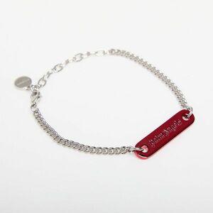 Palm Angels Logo Plate Bracelet Silver/ Red imagine