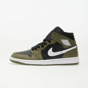 Sneakers Air Jordan 1 Mid Black/ White-Medium Olive-Sail imagine