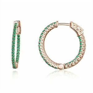 Cercei din argint Rose Gold Round Green Circle imagine