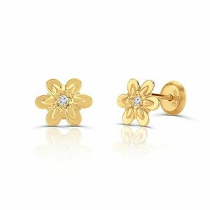 Cercei din aur 14K pentru copii Daisies and Crystal imagine