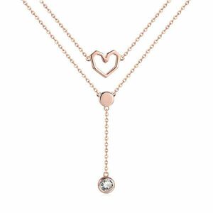 Colier din argint Rose Gold Double Layer Heart Chain imagine