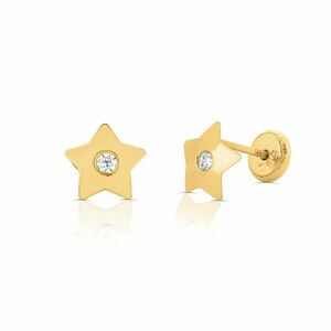 Cercei din aur 14K pentru copii Big Stars and Crystals imagine