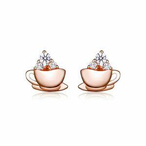 Cercei din argint Rose Gold Tea Cup imagine