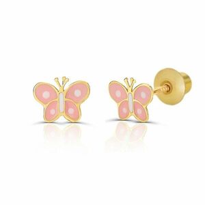 Cercei din aur 14K pentru copii Pink Butterflies imagine