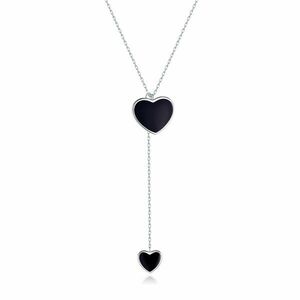 Colier din argint Black Enamel Heart imagine