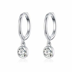 Cercei din argint Crystal Pendant Hoops imagine