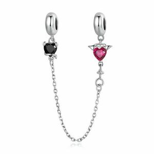 Talisman din argint Chained Dual Hearts imagine