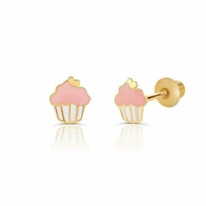 Cercei din aur 14K pentru copii Pink Cupcakes imagine