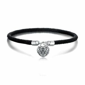 Bratara din argint Black Rope Vintage Heart imagine