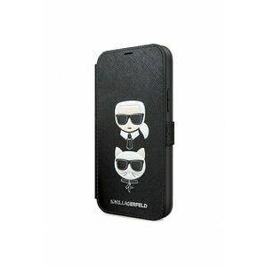 Husa de protectie Saffiano K&C Heads Book pentru Apple iPhone 12 mini - Negru imagine