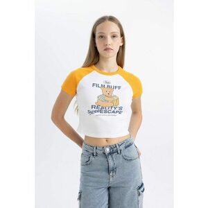 Tricou crop cu imprimeu imagine