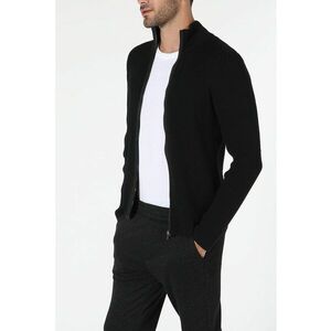 Cardigan slim fit cu fermoar si aspect striat imagine