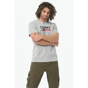 Tricou barbati cu imprimeu cu logo Tommy Jeans din bumbac organic gri imagine