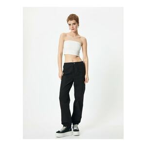 Pantaloni relaxed fit cu banda elastica in talie imagine