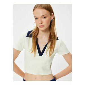 Tricou crop cu guler polo imagine