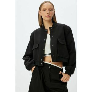 Jacheta bomber crop cu buzunare cu clapa imagine