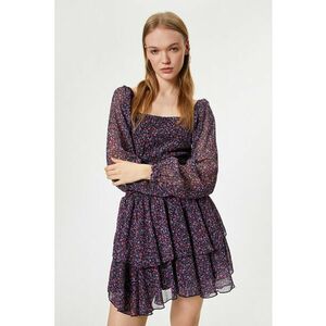 Rochie mini cu model floral si decolteu patrat imagine