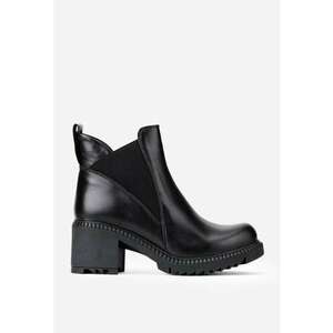 Botine negre din piele cu elastic in laterale imagine