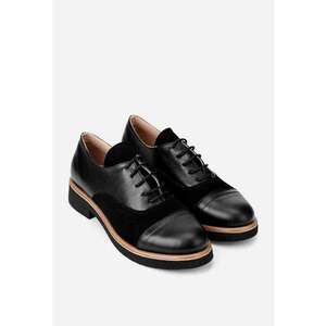 Pantofi stil Oxford negri din piele imagine