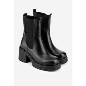 Botine dama din piele naturala neagra cu elastic imagine