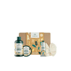 Set Nourish & Flourish Almond Milk - Crema de dus cu lapte de migdale 250ml+Iaurt de corp cu lapte de migdale 200ml+Balsam de maini cu lapte de migdale 30ml+Mini burete de baie - imagine