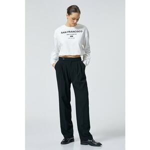 Bluza de trening crop cu maneci lungi si imprimeu text imagine