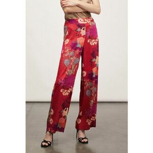 Pantaloni drepti cu model floral imagine