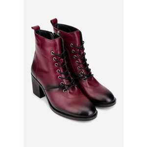 Botine burgundy din piele naturala imagine