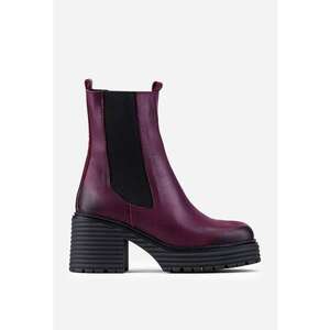 Botine din piele naturala burgundy cu elastic imagine