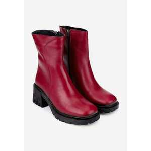 Botine burgundy din piele naturala cu fermoar imagine