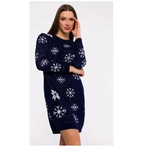 Pulover - Rochie pulover - model de Craciun - fir acrilic - One Size - albastru marin imagine