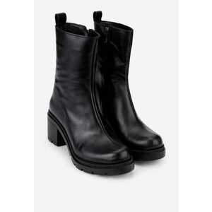 Botine negre din piele naturala imagine