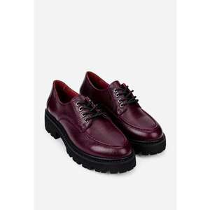 Pantofi dama burgundy din piele naturala texturata imagine